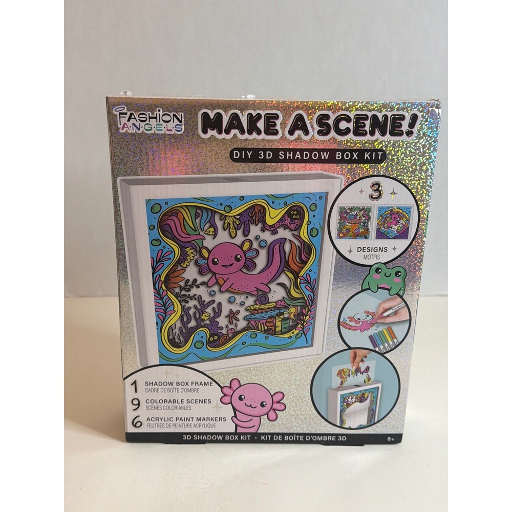 Fashion Angels Make A Scene DIY 3D Shadow Box Kit Axolotl Art‎ Set New